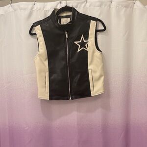Stoosh Black and White Vest with Star Detail (NWOT)